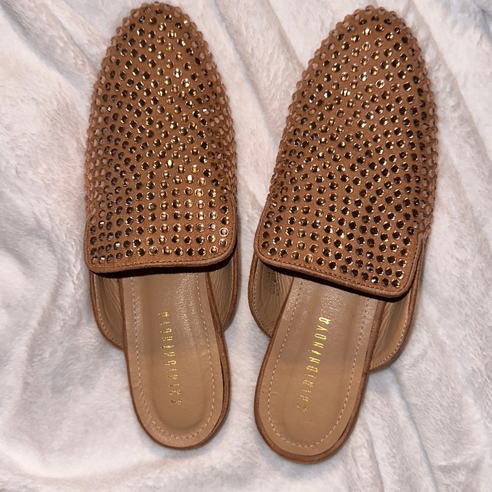 Size 8.5 fashion nova mules with sequins . Worn once